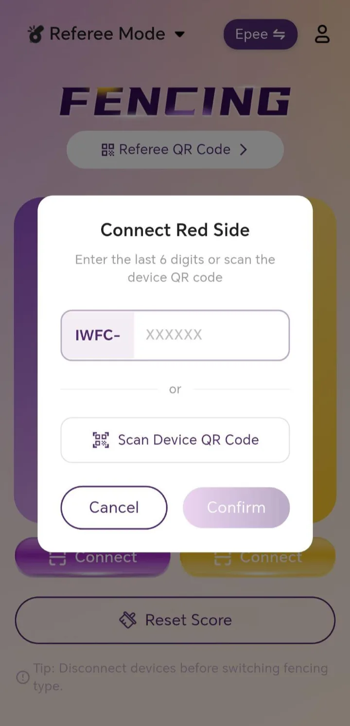 Connect Red-side device dialog with device ID entry
